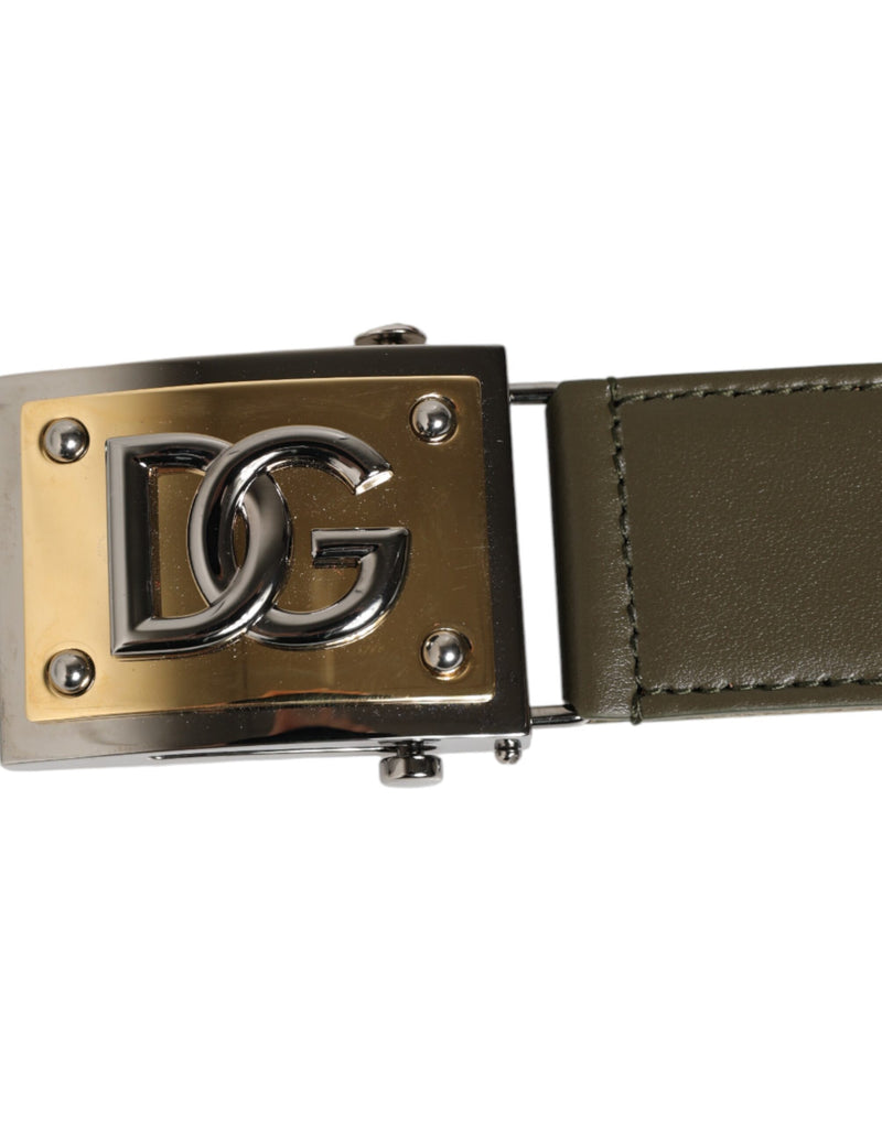 Dolce &amp; Gabbana Military Green Nylon Logo Metalen Gesp Riem