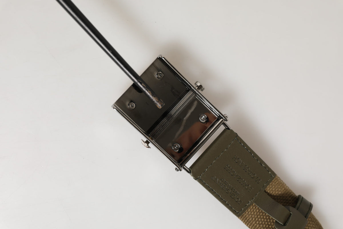 Ceinture Dolce &amp; Gabbana en nylon vert militaire avec boucle en métal et logo