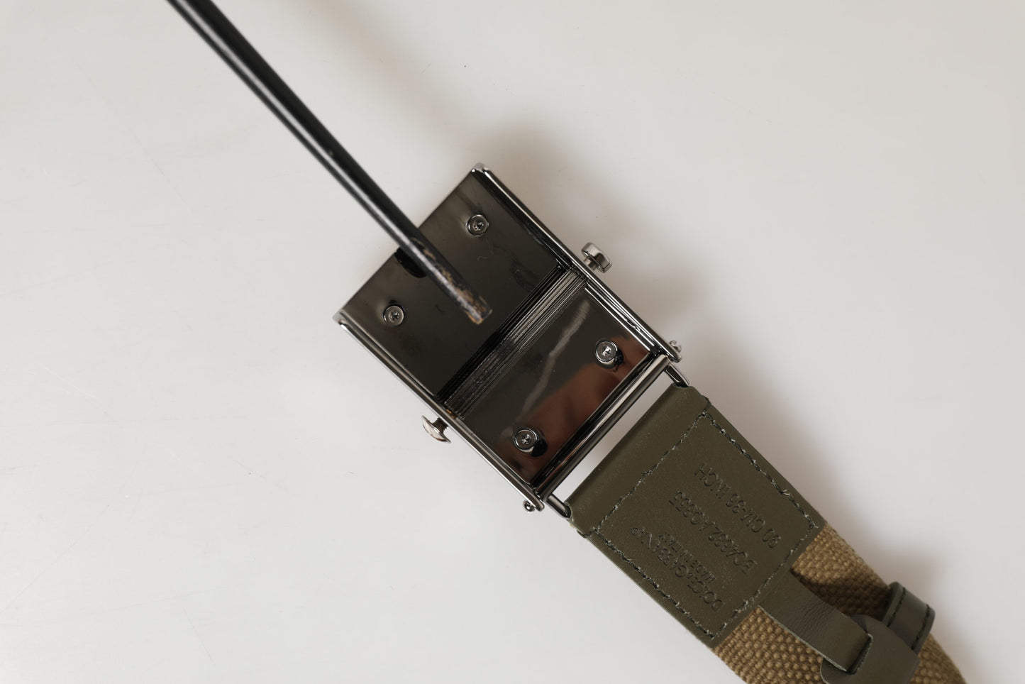 Ceinture Dolce &amp; Gabbana en nylon vert militaire avec boucle en métal et logo