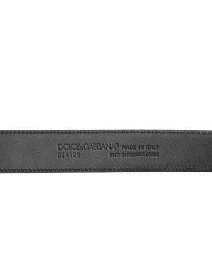 Ceinture Dolce &amp; Gabbana en cuir exotique noir avec boucle en métal et logo
