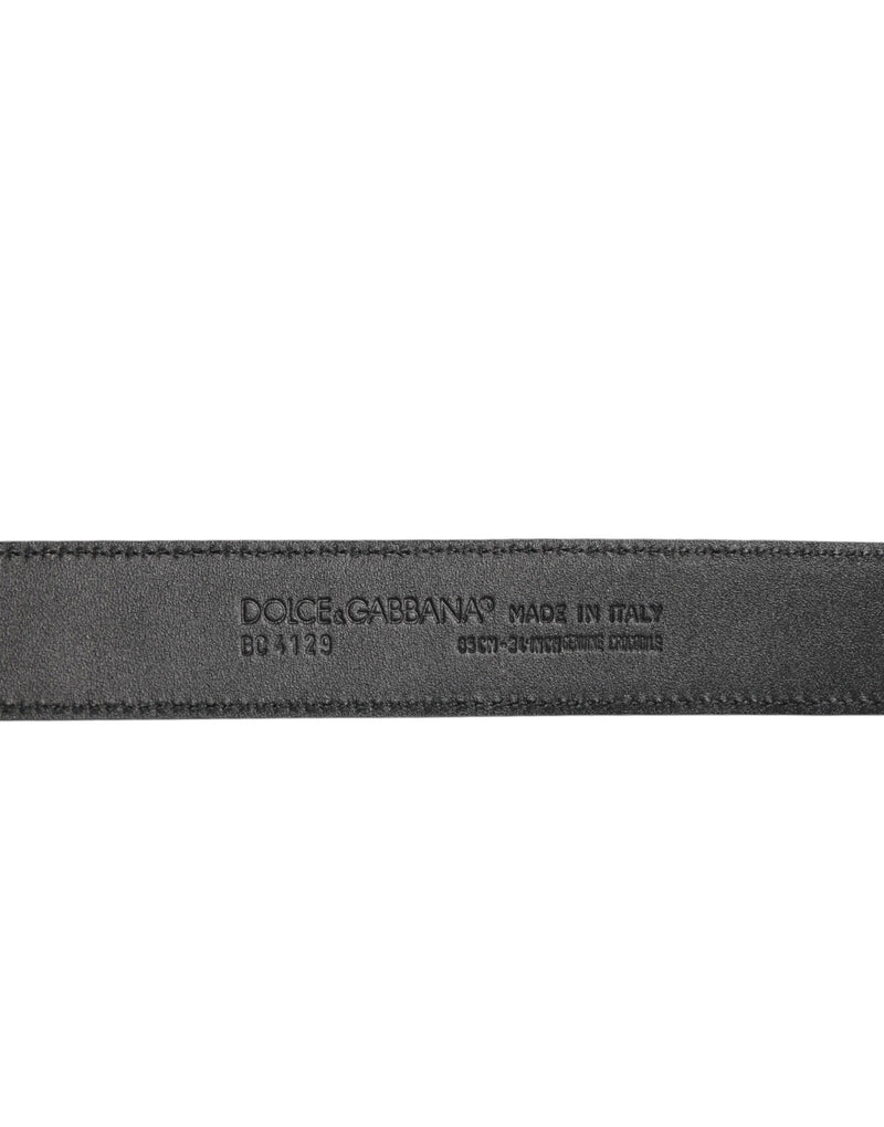 Dolce &amp; Gabbana Zwarte Exotische Lederen Metalen Logo Gesp Riem