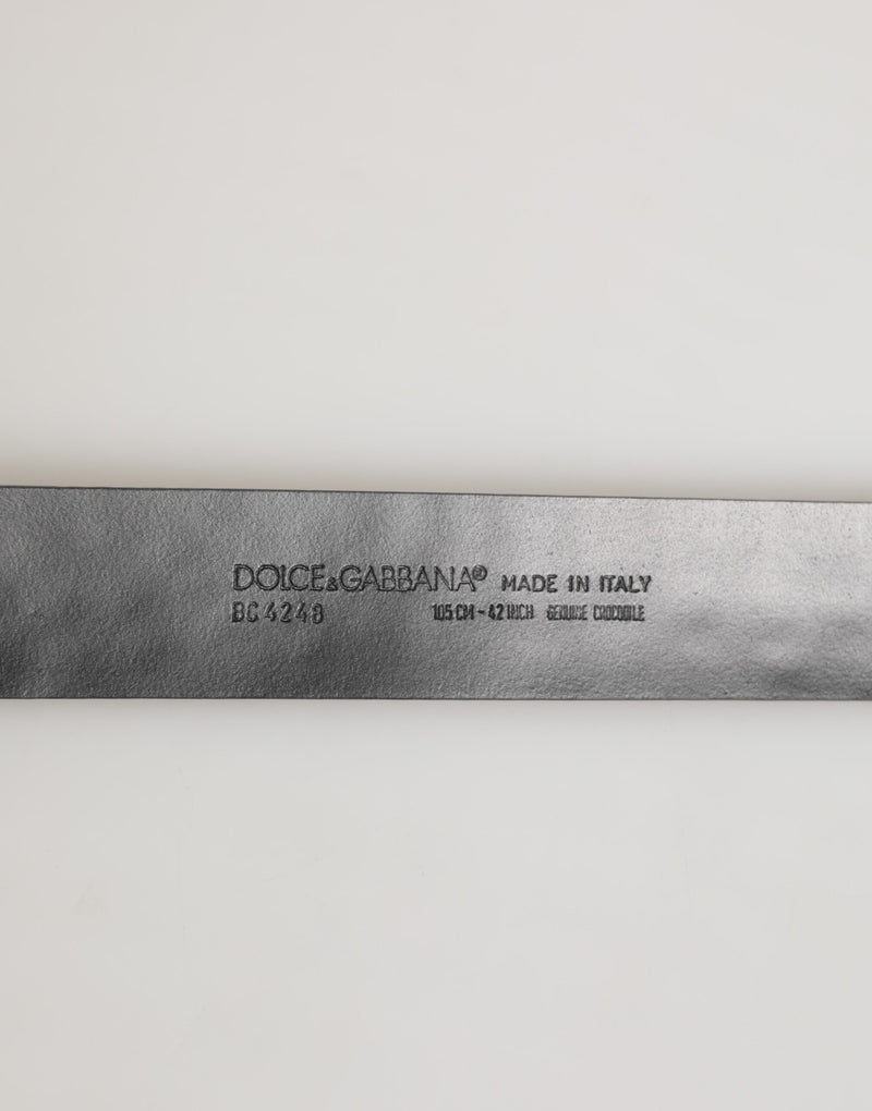 Dolce &amp; Gabbana zwarte exotische leren DG-logogespriem
