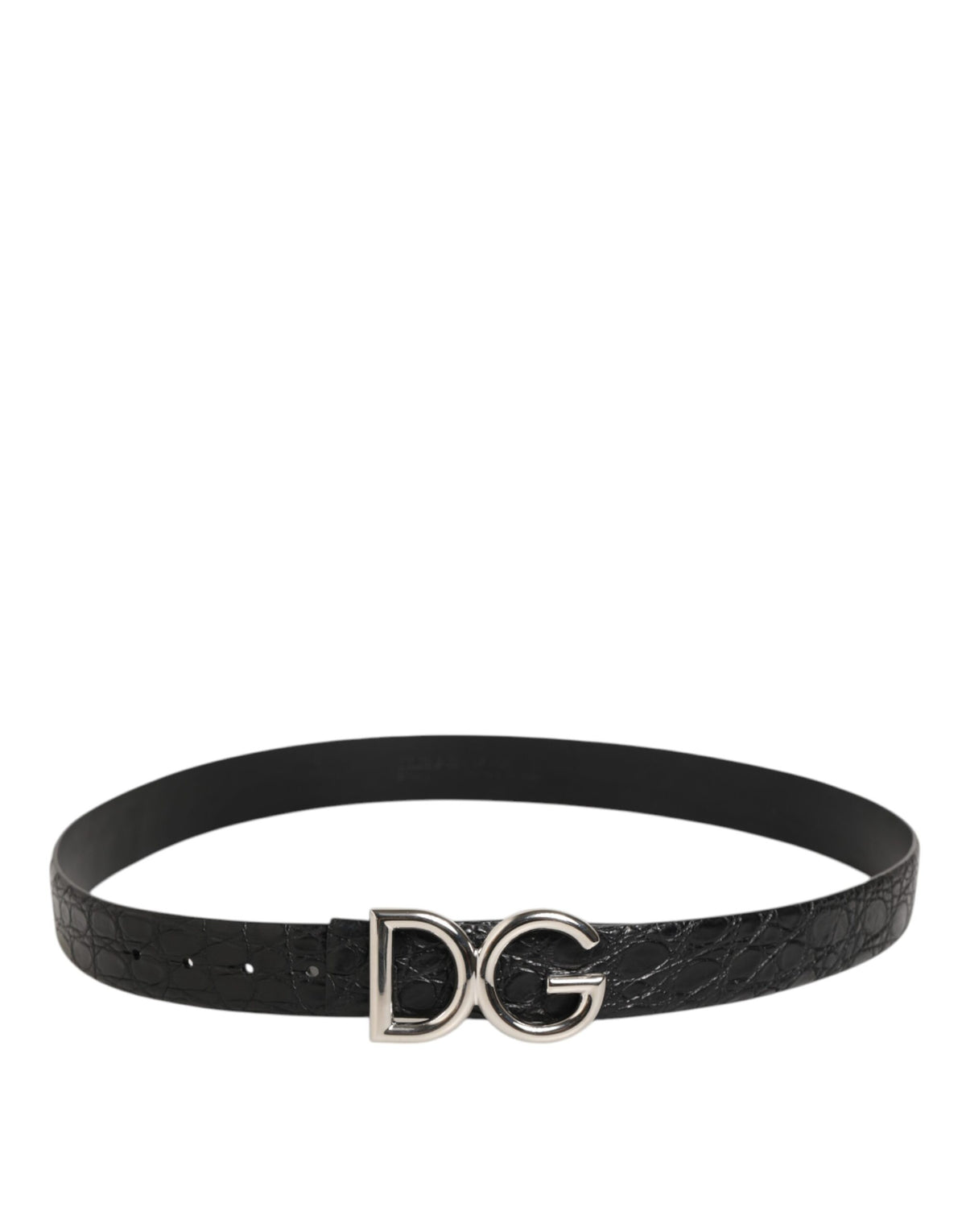 Ceinture à boucle logo DG en cuir exotique noir Dolce &amp; Gabbana