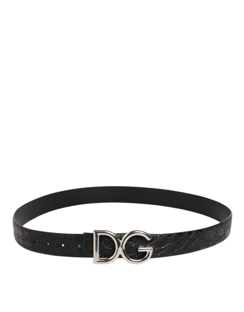 Dolce &amp; Gabbana zwarte exotische leren DG-logogespriem