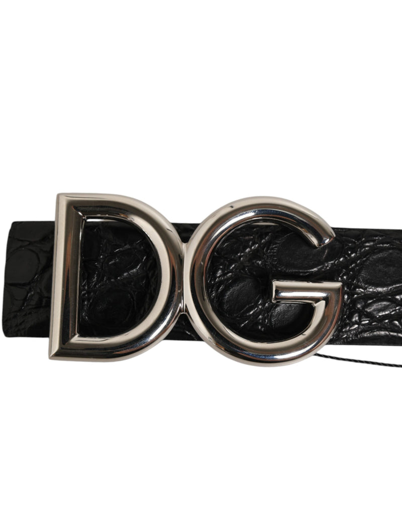 Dolce &amp; Gabbana zwarte exotische leren DG-logogespriem