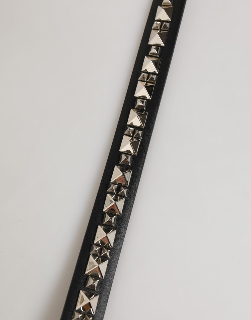 Dolce &amp; Gabbana Zwarte Leren Riem met Zilverkleurige Gesp en Studs