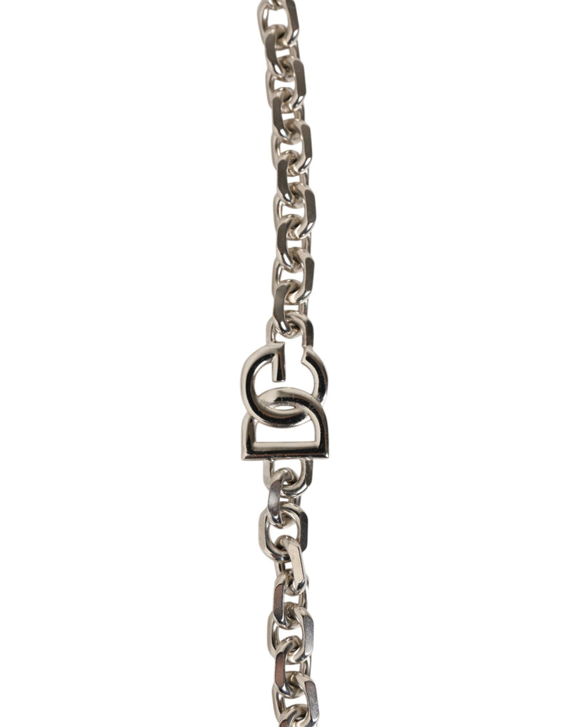 Dolce & Gabbana Sac à Bandoulière en Cuir Noir avec Chaîne en Perles