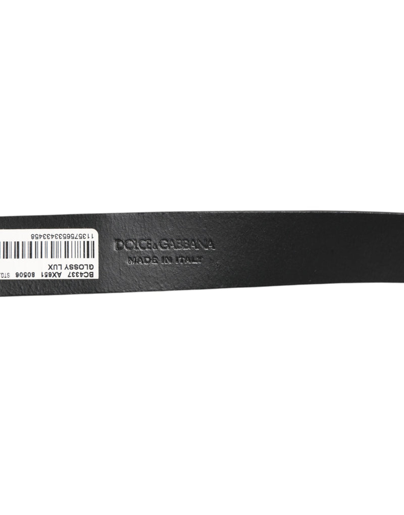 Dolce &amp; Gabbana Bruine Glanzende Leren Klassieke Metalen Gesp Riem