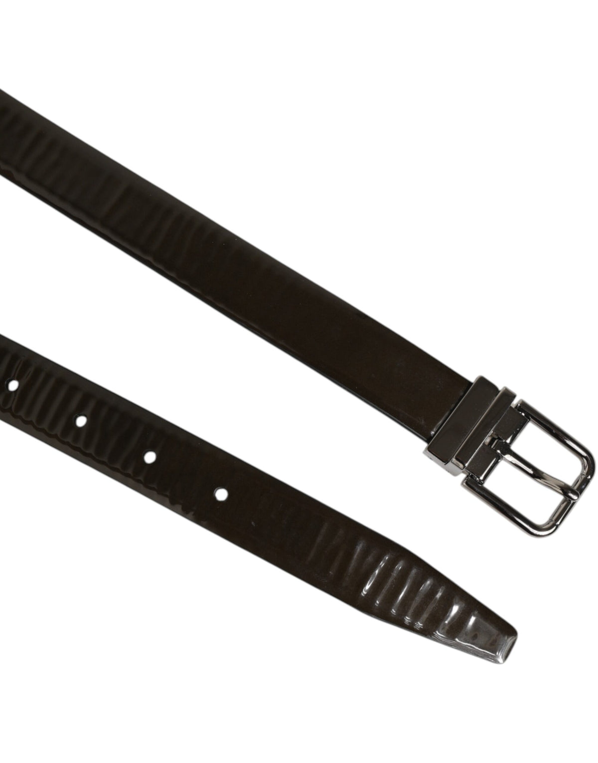 Ceinture Dolce &amp; Gabbana en cuir marron brillant avec boucle métallique classique