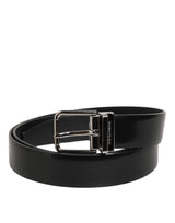 Ceinture homme en cuir noir classique avec boucle métallique de Dolce &amp; Gabbana