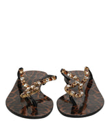 Dolce & Gabbana Black Crystals Flats Sandals - Élégance et Confort