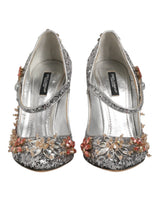 Dolce & Gabbana Silver Sequin Crystal Mary Janes Pumps