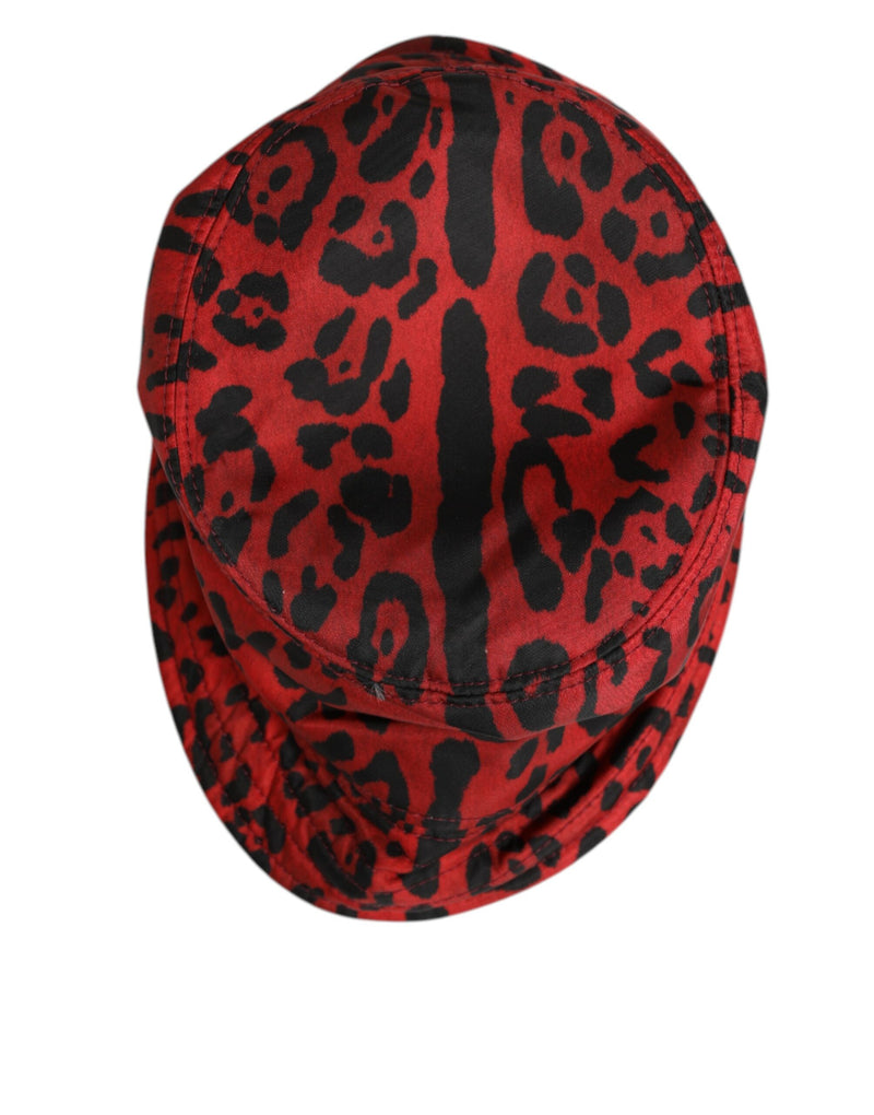 Dolce & Gabbana Rode Zwarte Nylon Luipaardprint Bucket Heren Pet