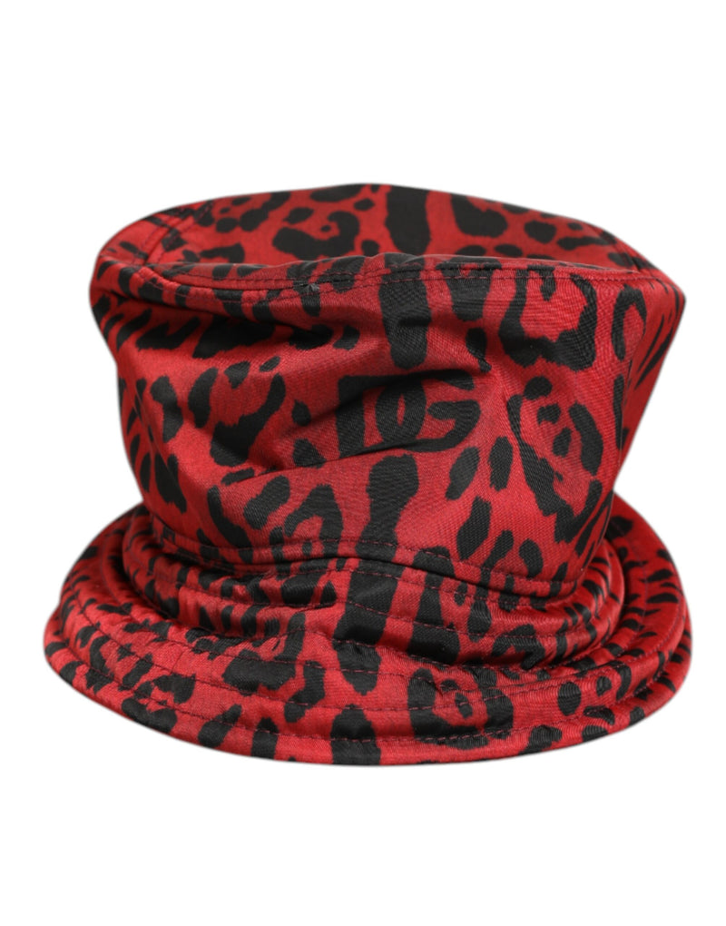 Dolce & Gabbana Rode Zwarte Nylon Luipaardprint Bucket Heren Pet
