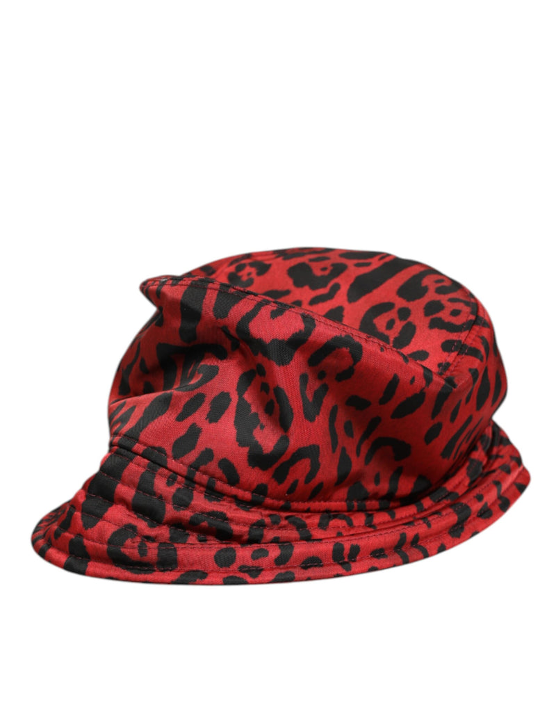 Dolce & Gabbana Rode Zwarte Nylon Luipaardprint Bucket Heren Pet