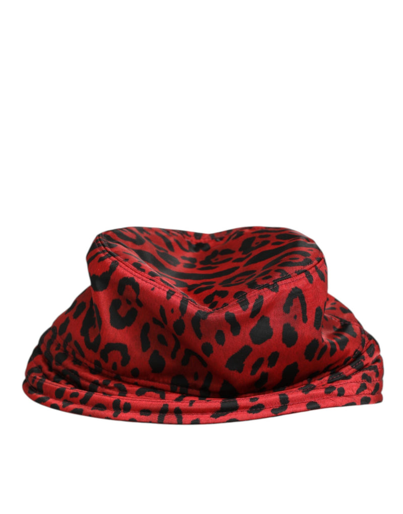 Dolce & Gabbana Rode Zwarte Nylon Luipaardprint Bucket Heren Pet
