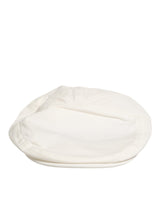 Casquette plate Dolce & Gabbana blanche en mélange de coton et garniture en cuir pour homme