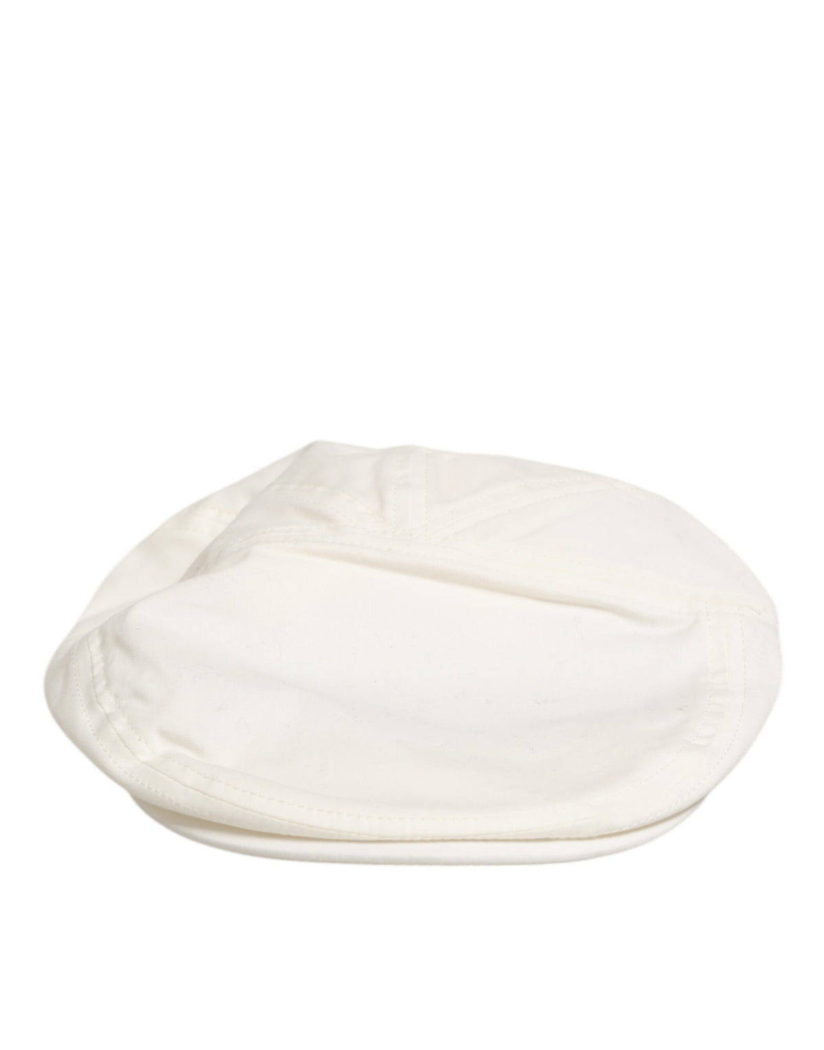 Casquette plate Dolce & Gabbana blanche en mélange de coton et garniture en cuir pour homme
