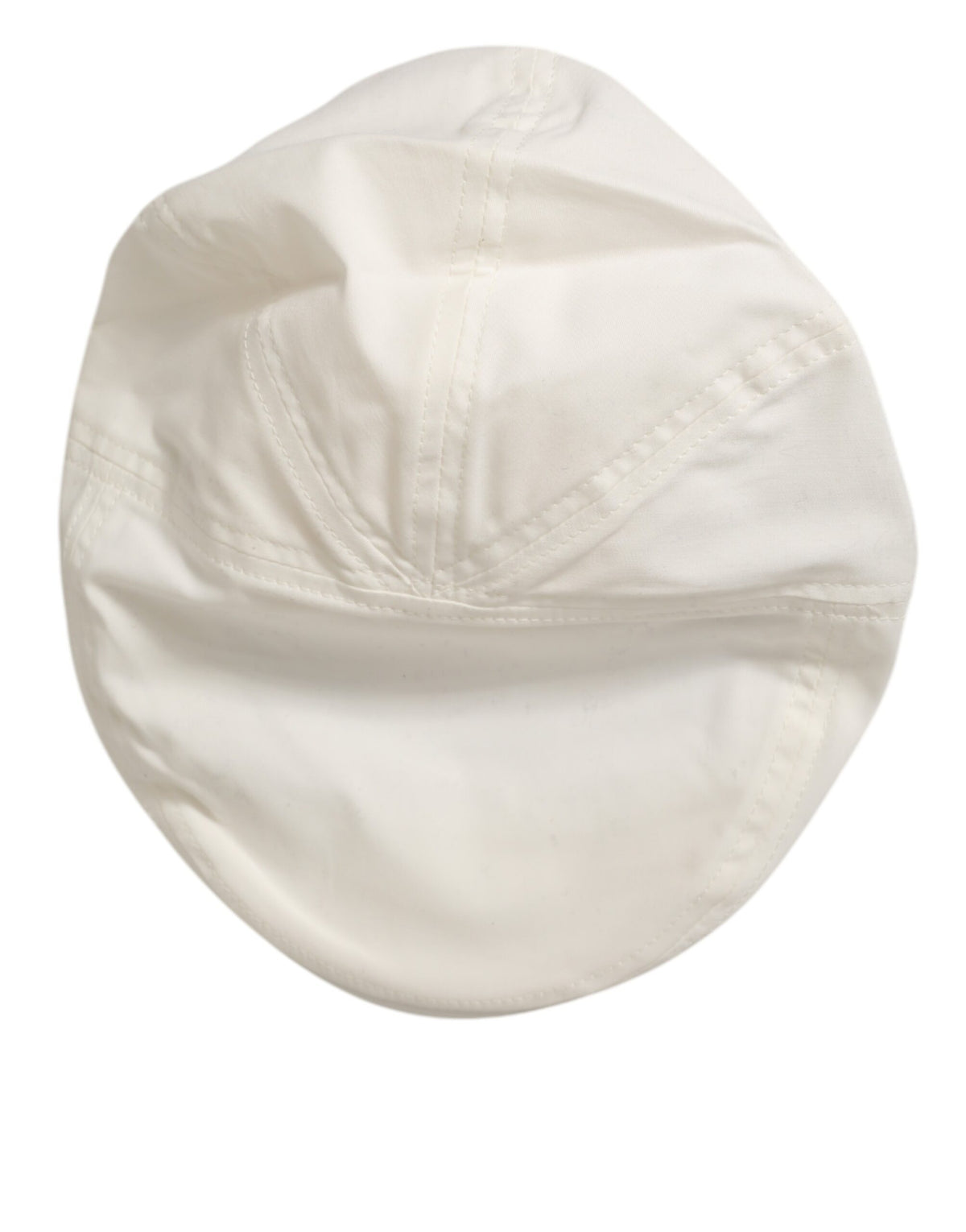 Casquette plate Dolce & Gabbana blanche en mélange de coton et garniture en cuir pour homme