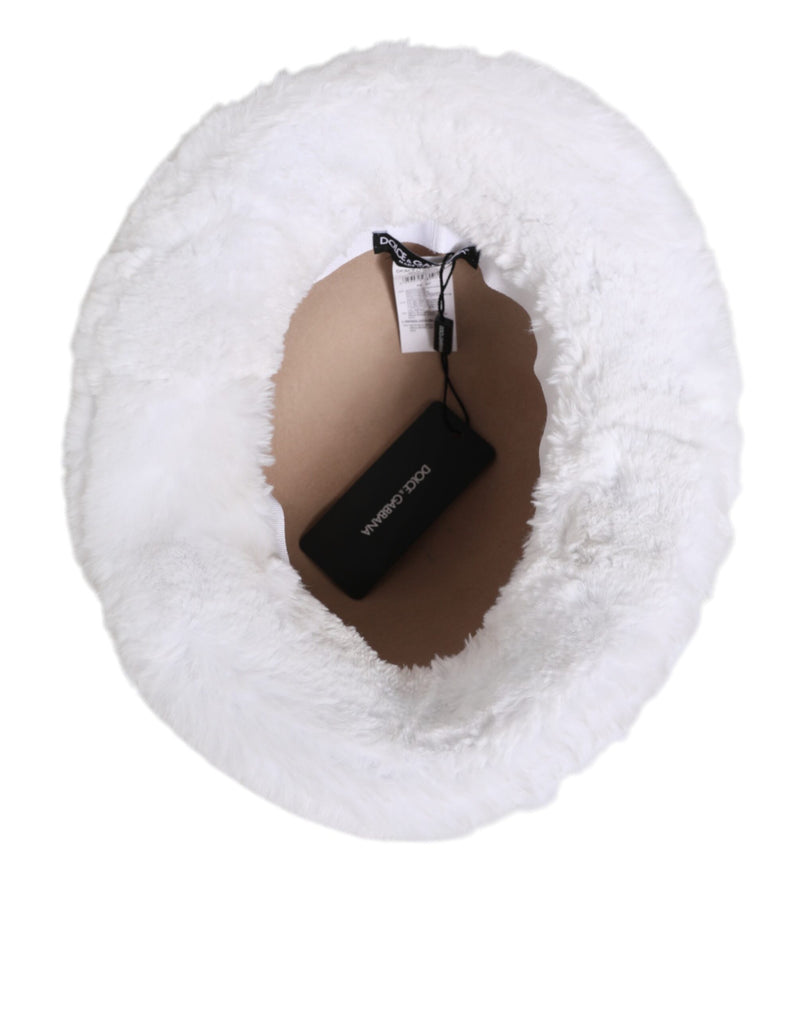 Dolce & Gabbana Witte Modacryl Bont Bucket Heren Capello Hoed