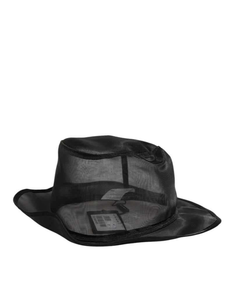 Dolce & Gabbana Zwarte Zijden Mesh Bucket Heren Visserspet