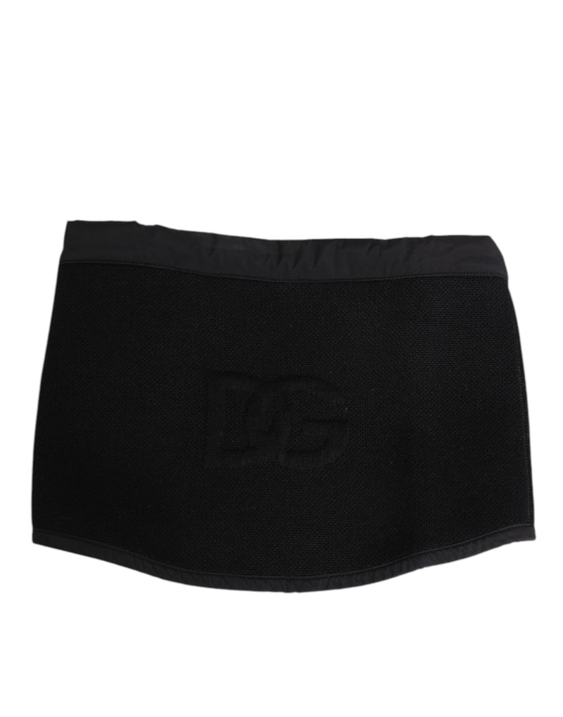 Dolce & Gabbana Black Lace Stole Knitted DG Logo Men One Size  Scarf