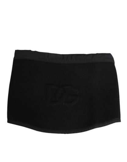 Dolce & Gabbana Black Lace Stole Knitted DG Logo Men One Size  Scarf