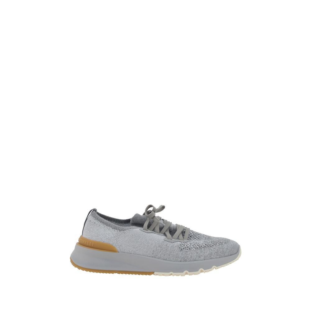 Brunello Cucinelli Gray Cotton Athletic Sneakers for Men