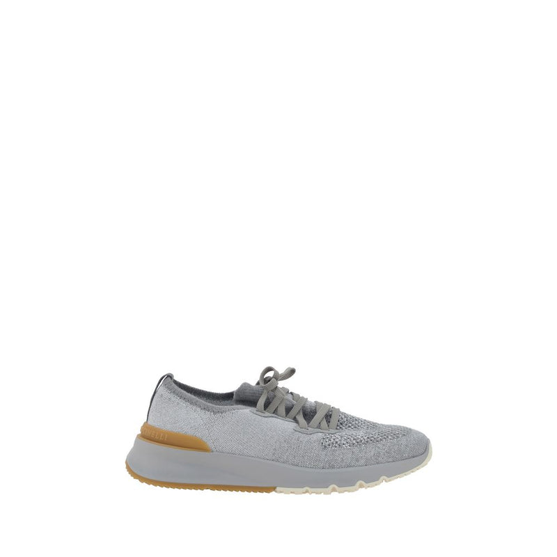 Brunello Cucinelli Gray Cotton Athletic Sneakers for Men