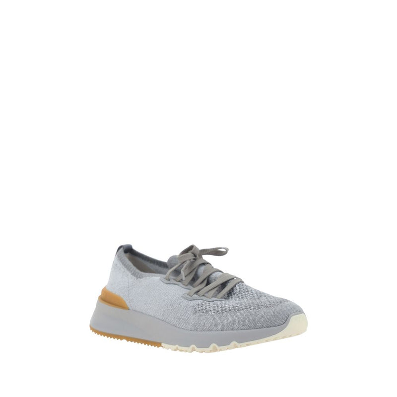 Brunello Cucinelli Gray Cotton Athletic Sneakers for Men