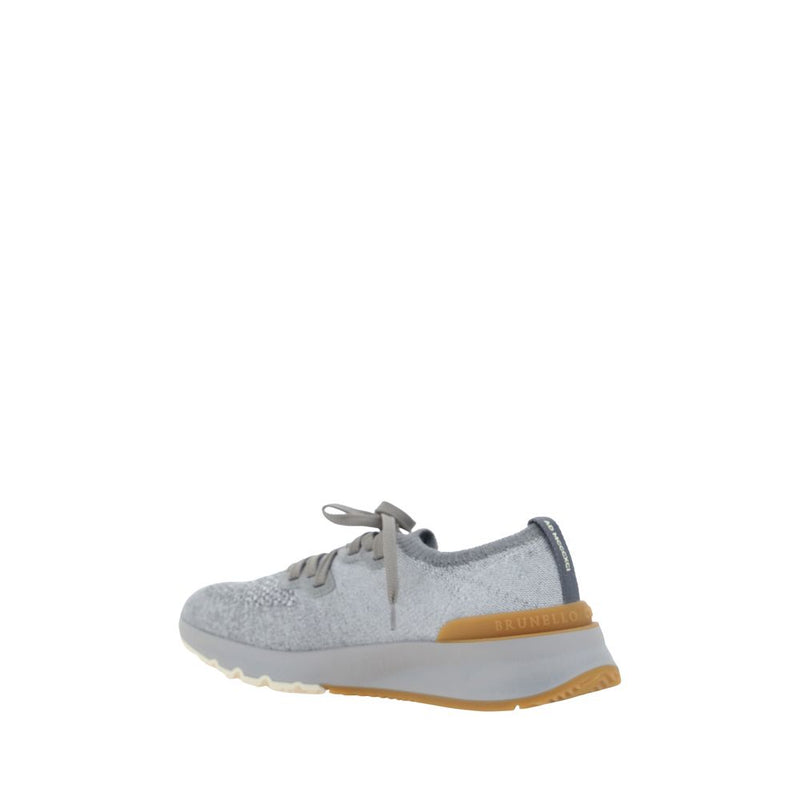 Brunello Cucinelli Gray Cotton Athletic Sneakers for Men