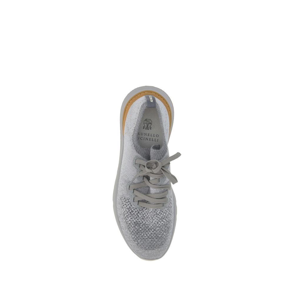 Brunello Cucinelli Gray Cotton Athletic Sneakers for Men