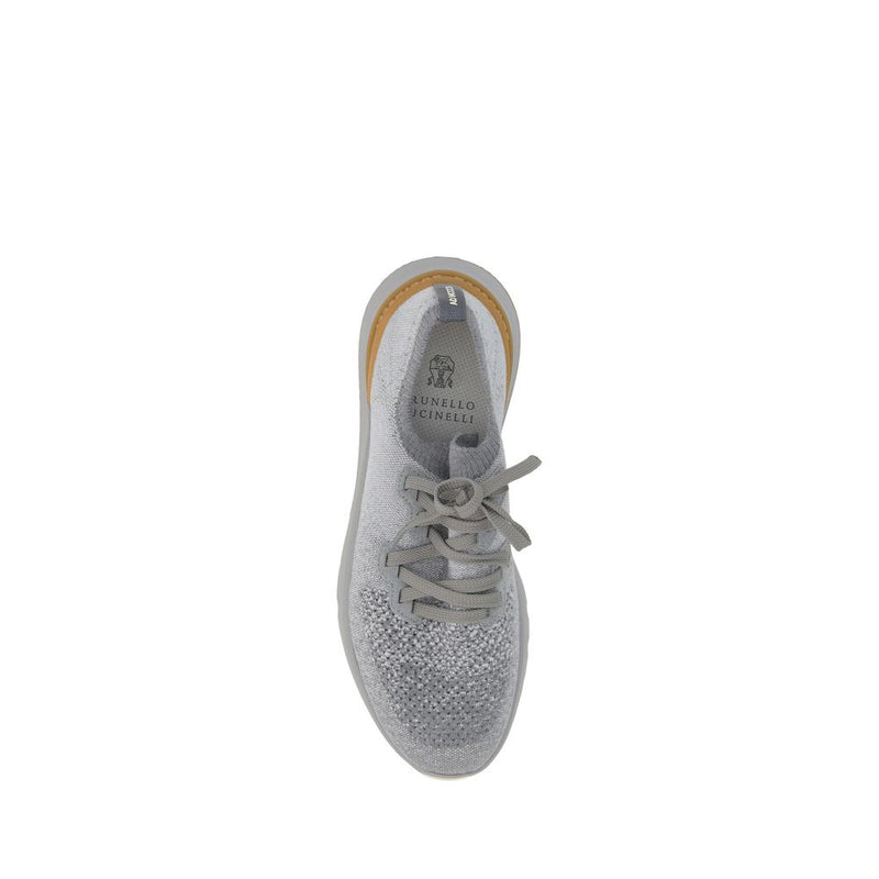Brunello Cucinelli Gray Cotton Athletic Sneakers for Men