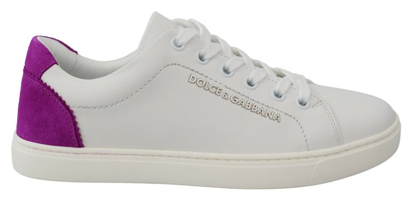 Dolce & Gabbana White Suede Leather Low Top Sneakers