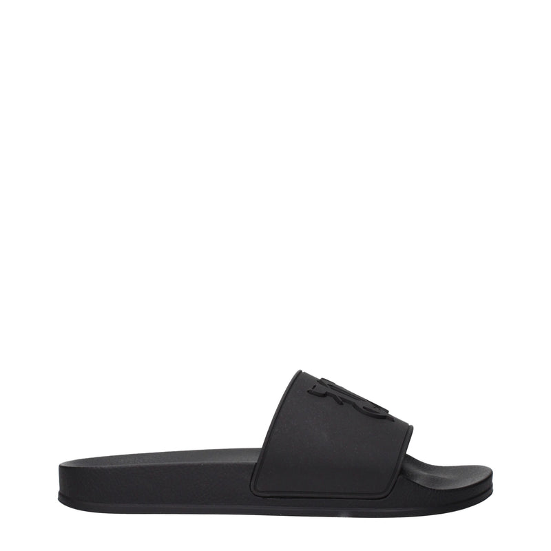 Palm Angels Black Cotton Slippers Sandals for Men