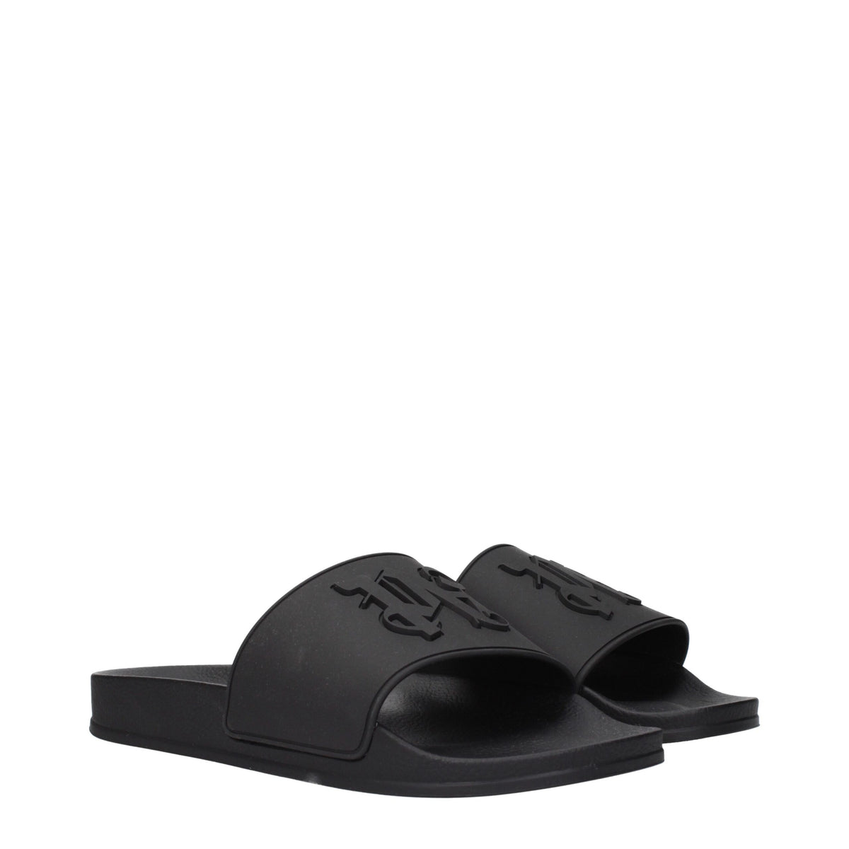 Palm Angels Black Cotton Slippers Sandals for Men