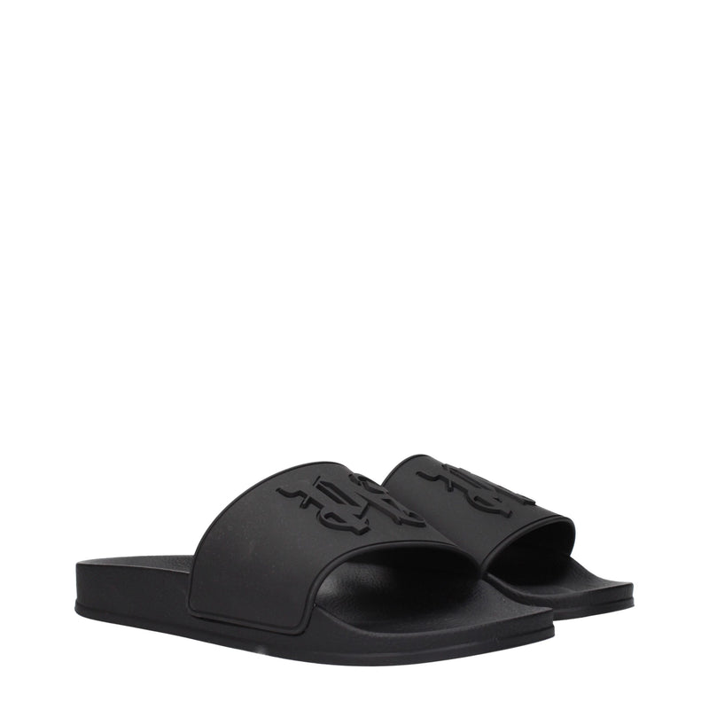 Palm Angels Black Cotton Slippers Sandals for Men