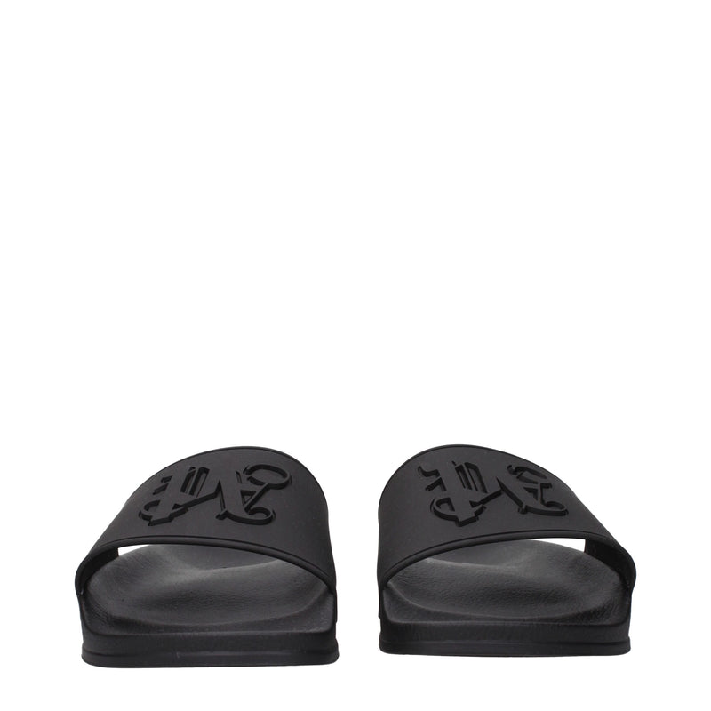 Palm Angels Black Cotton Slippers Sandals for Men
