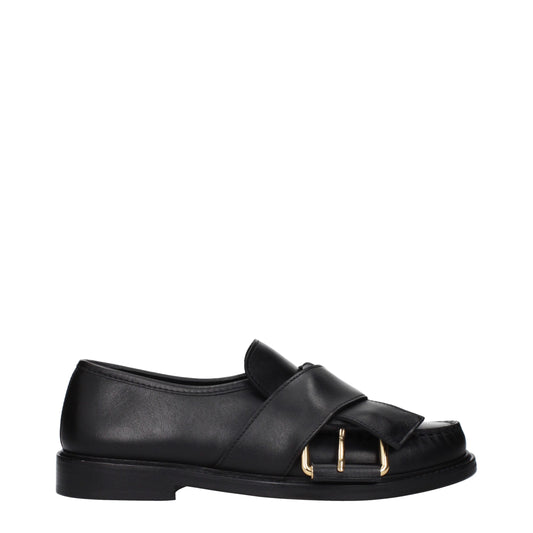 Brogues plates en cuir noir Moschino