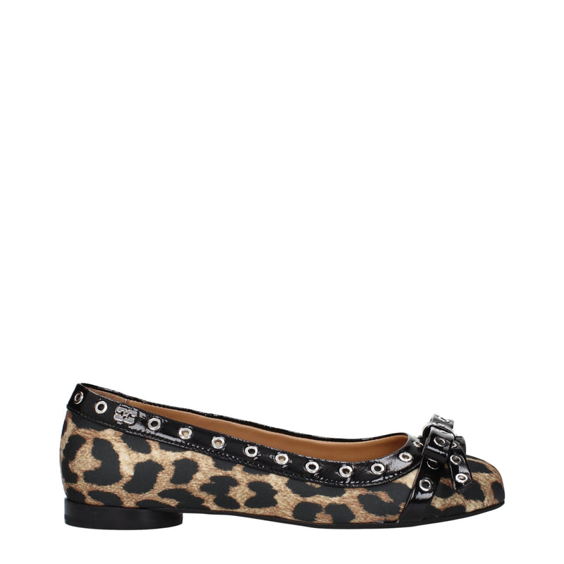 Ganni Brown Fabric Ballet Flats - Élégance et Confort