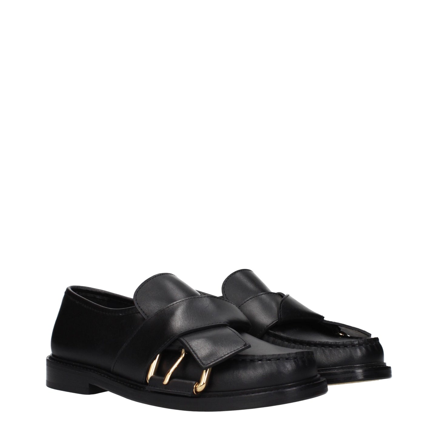 Brogues plates en cuir noir Moschino
