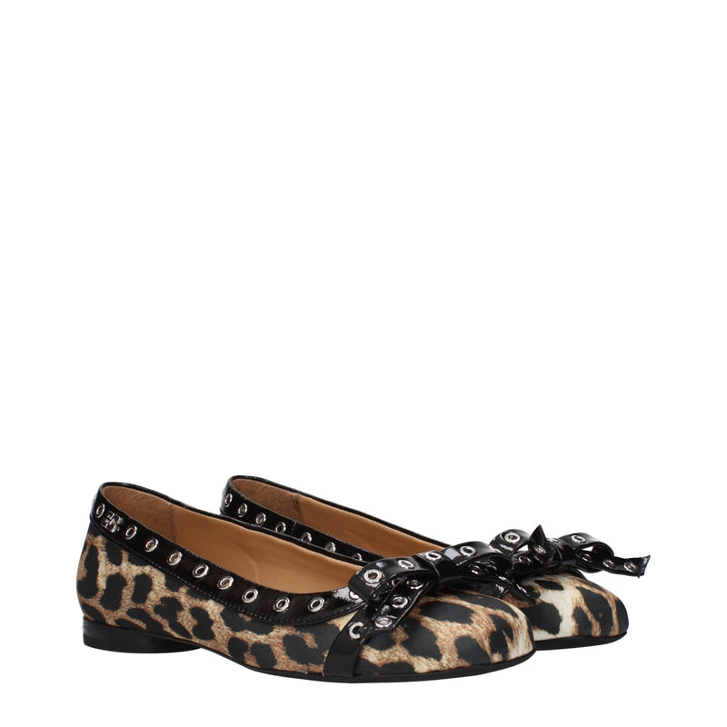 Ganni Brown Fabric Ballet Flats - Élégance et Confort