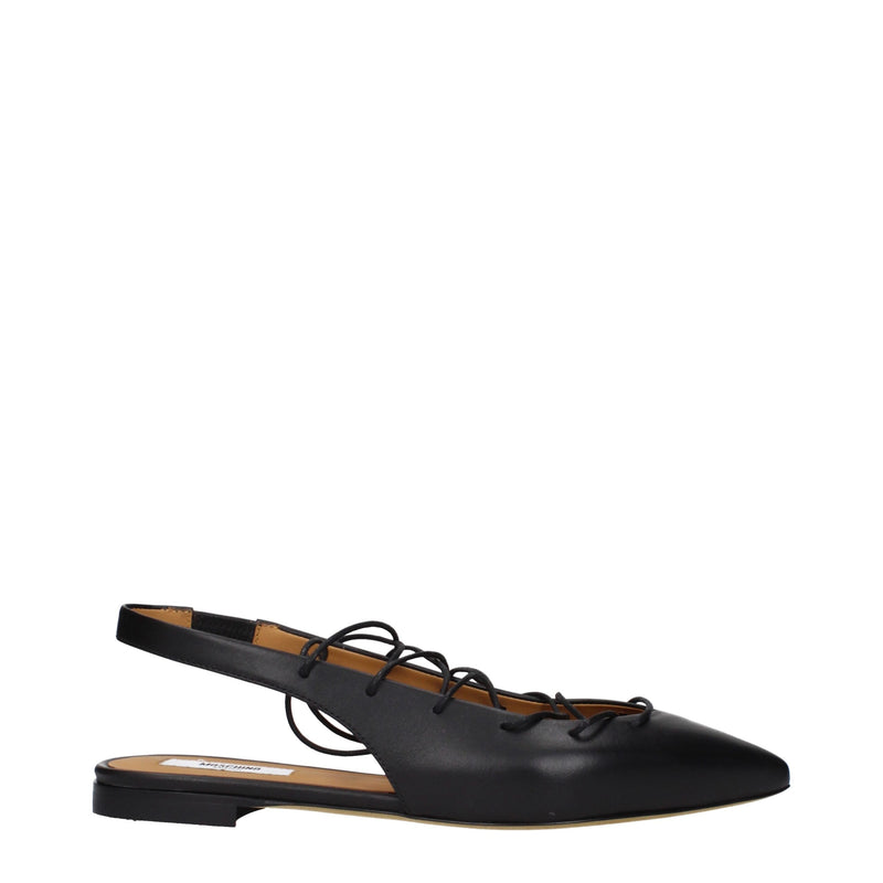 Moschino Black Leather Flats - Élégance et Confort au Quotidien