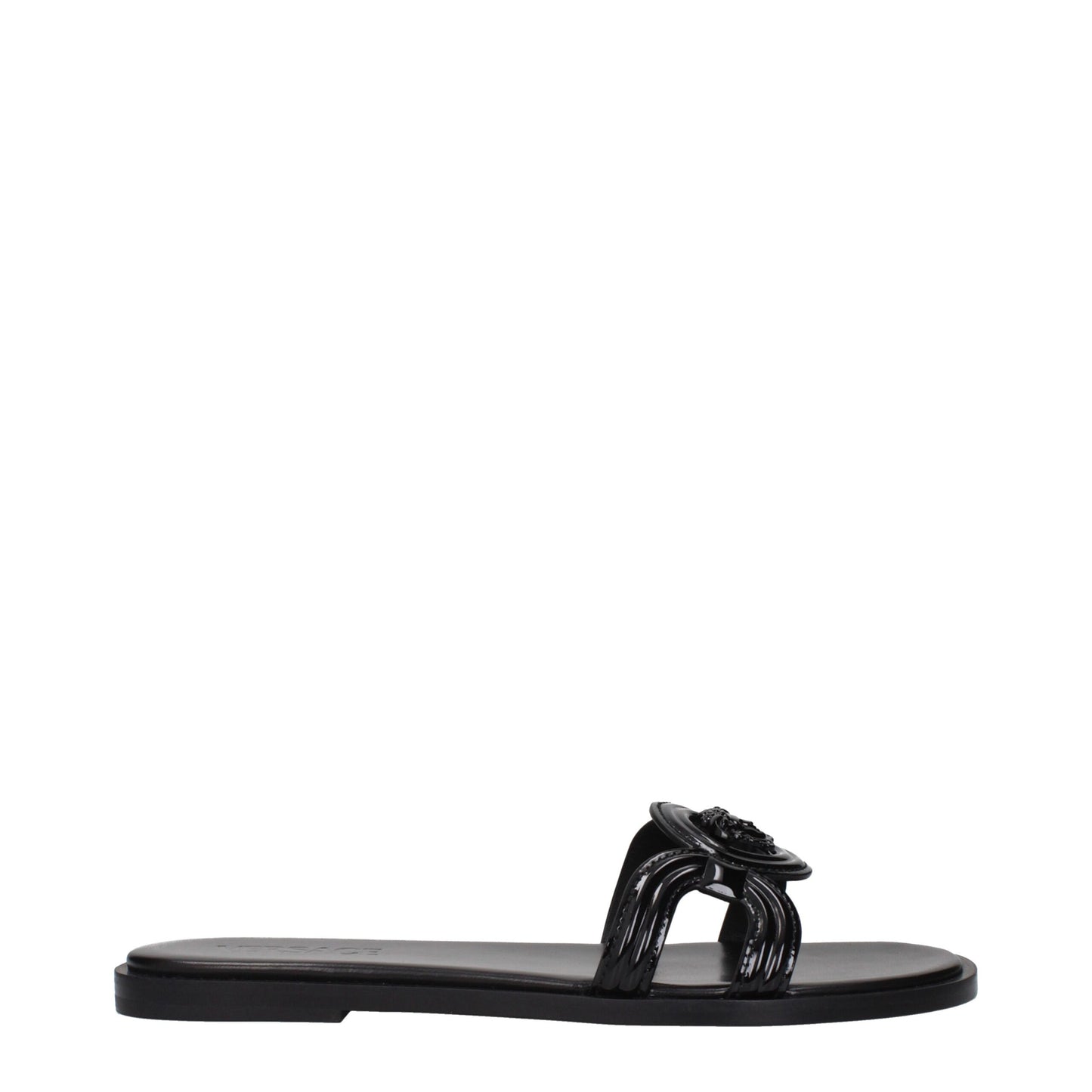 Sandales-chaussons en cuir noir Versace