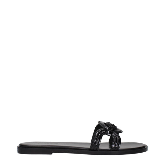 Sandales-chaussons en cuir noir Versace
