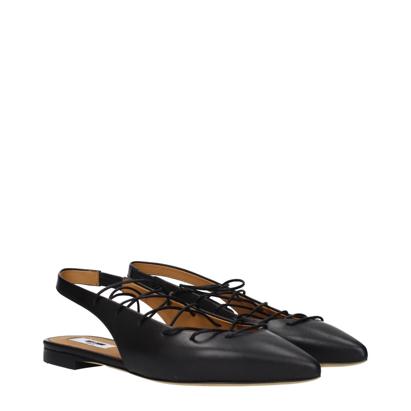 Moschino Black Leather Flats - Élégance et Confort au Quotidien