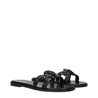Sandales-chaussons en cuir noir Versace