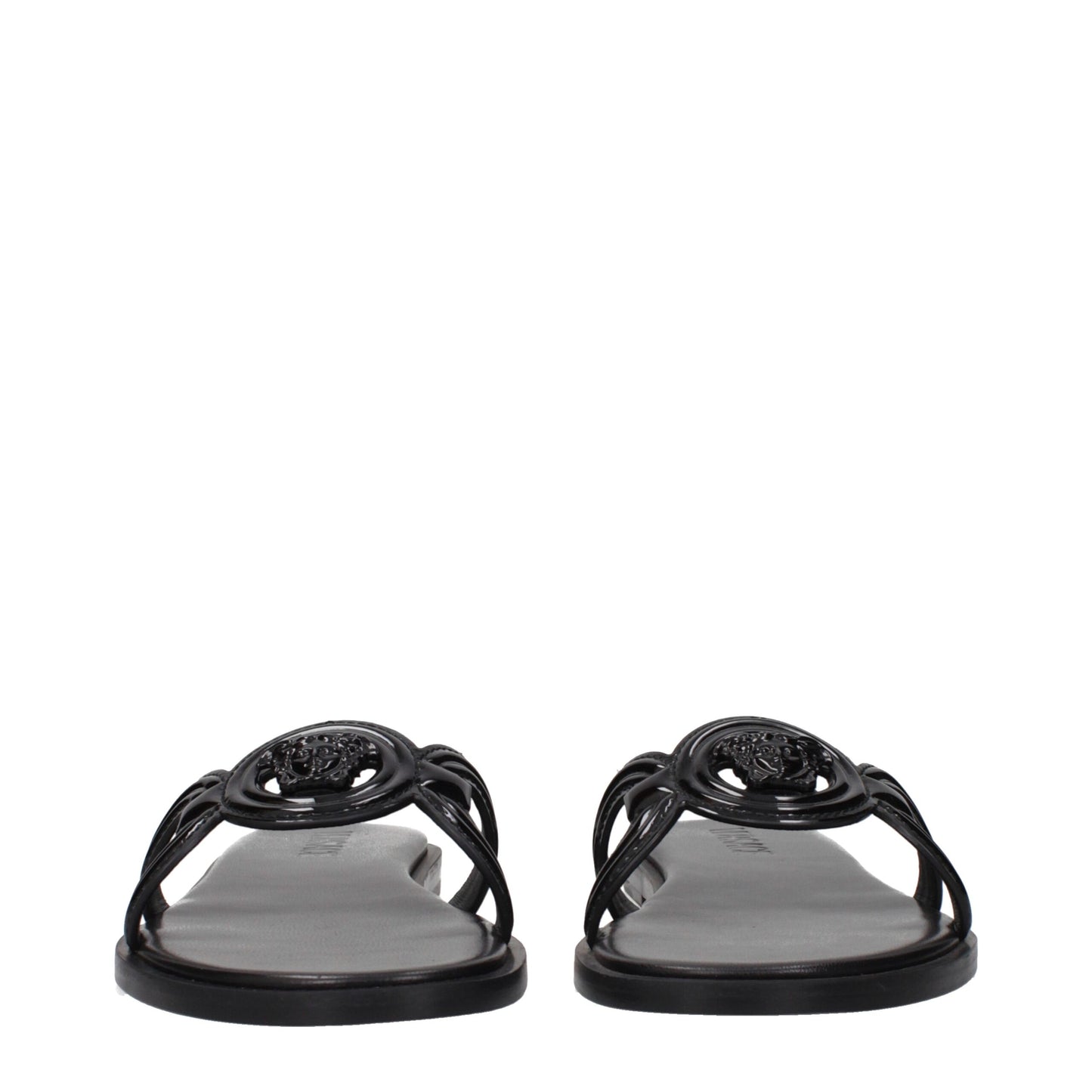 Sandales-chaussons en cuir noir Versace