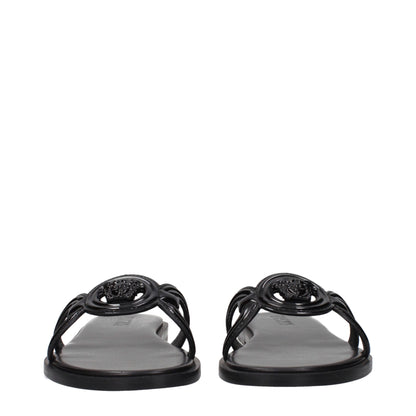 Sandales-chaussons en cuir noir Versace