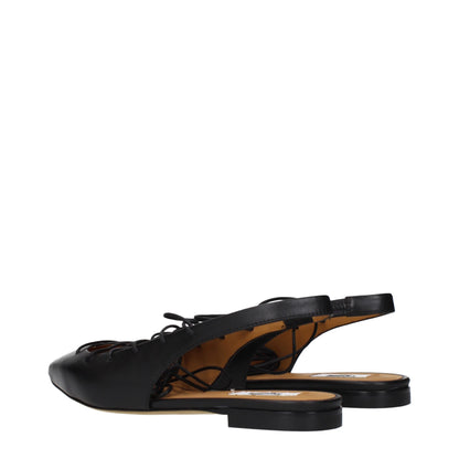 Boutures plates en cuir noir de Moschino